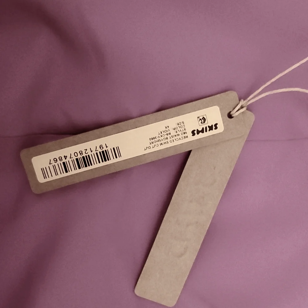 NWT Skims Recycled Swim Cut Out  Mid-Waist Boyshort Swim Short Violet 4X